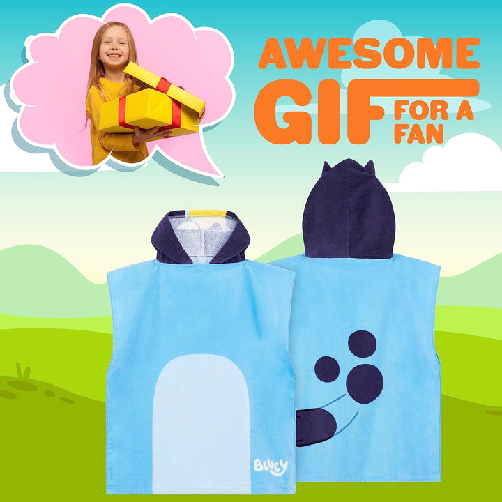 BlueY Badeponcho Kinder mit Kapuze Baumwolle Frottee Poncho Handtuch Kinder Jungen Mädchen Kaputzenh