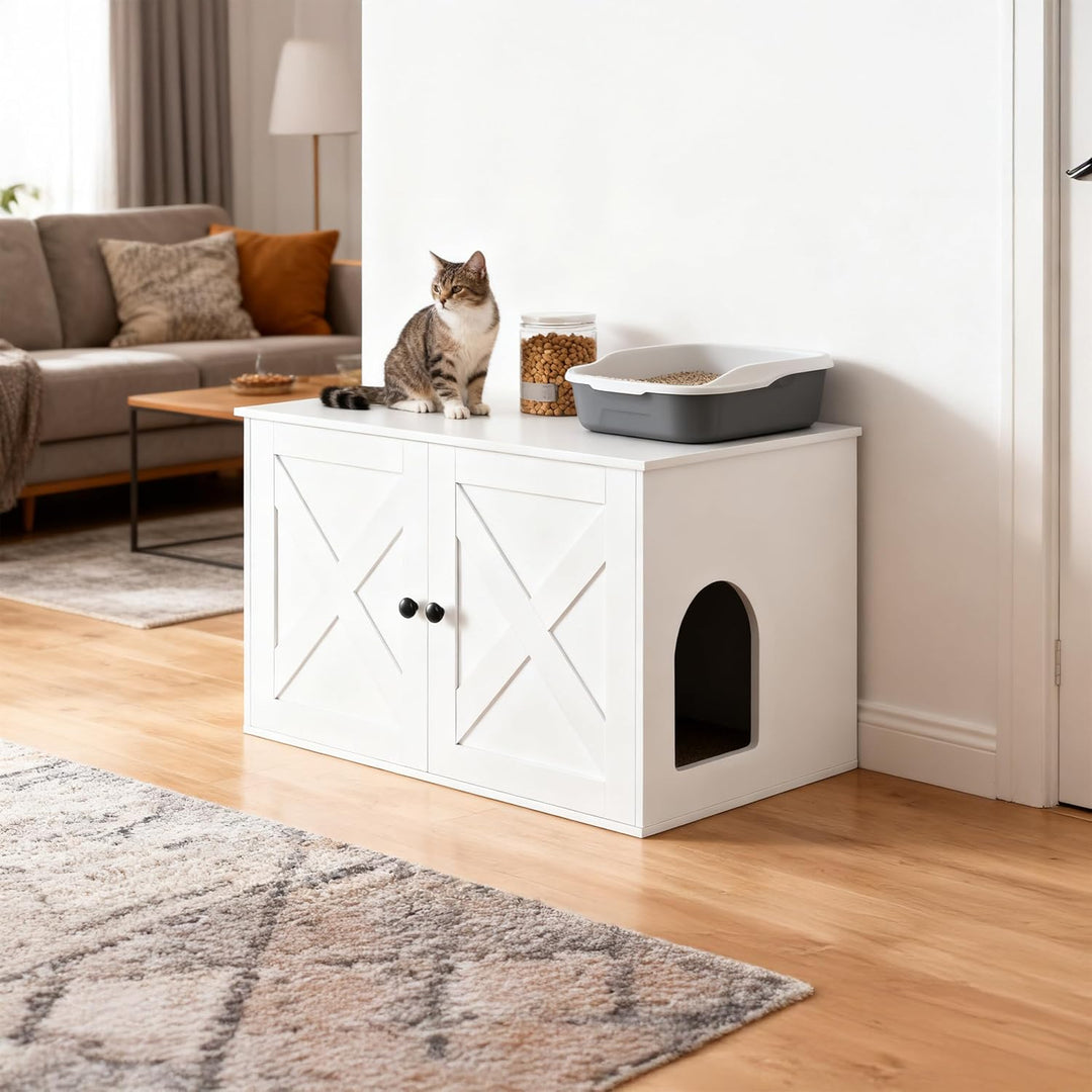 Relaxdays Katzenschrank für Katzentoilette, Separate Trennwand, Eingang, Katzenklo verstecken, HBT: