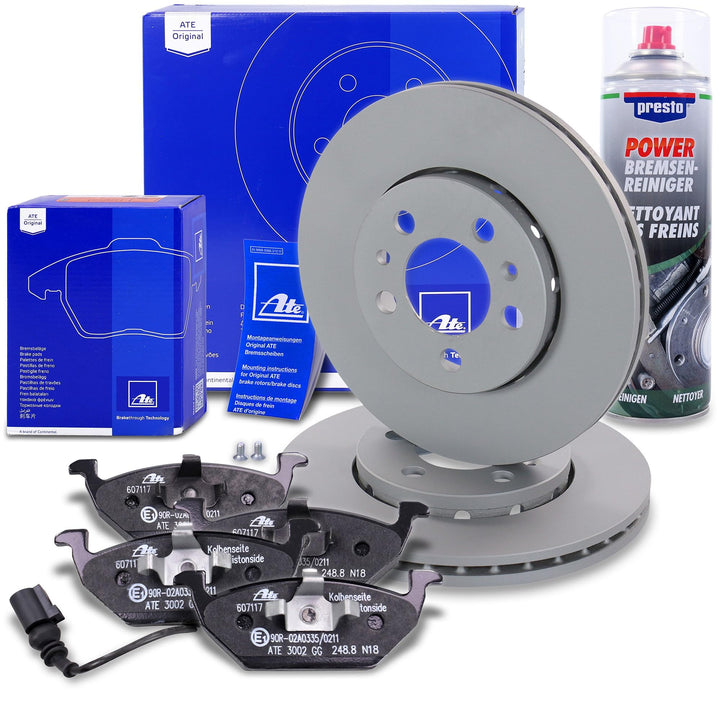 ATE Bremsenset Vorderachse inkl. Bremsscheiben vorne Ø 256 mm und Bremsbeläge vorne + Warnkontakt +