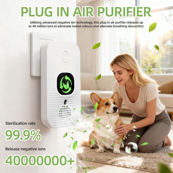 Luftreiniger für Zuhause &amp; Schlafzimmer, Plug-In Mini Ionisator mit Negativen Ionen, Geruchsentferne