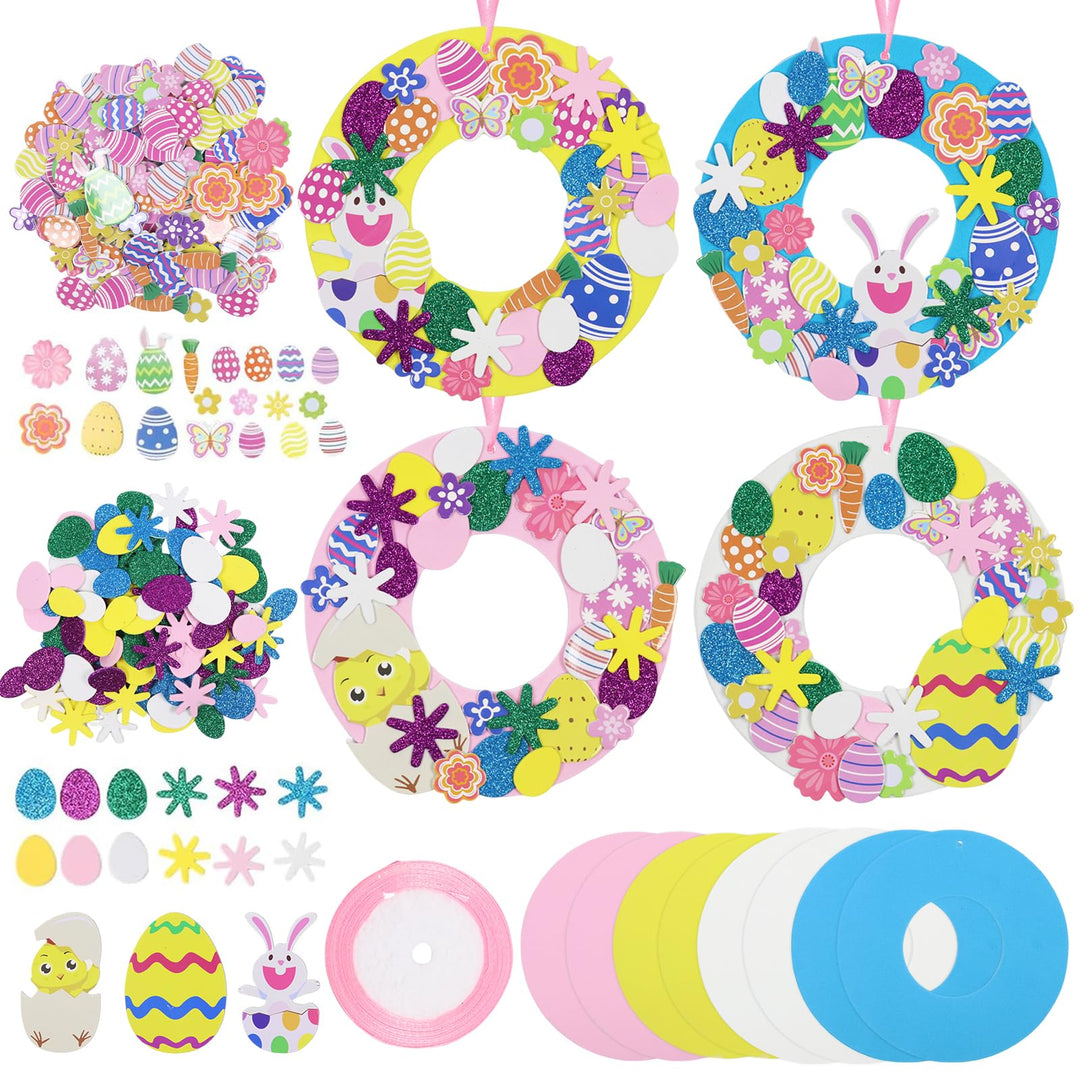 8 Stück Ostern Basteln Kinder, Ostern Kränze Bastelset für Kinder, 274 stk Oster Kranz DIY Kits, Ost