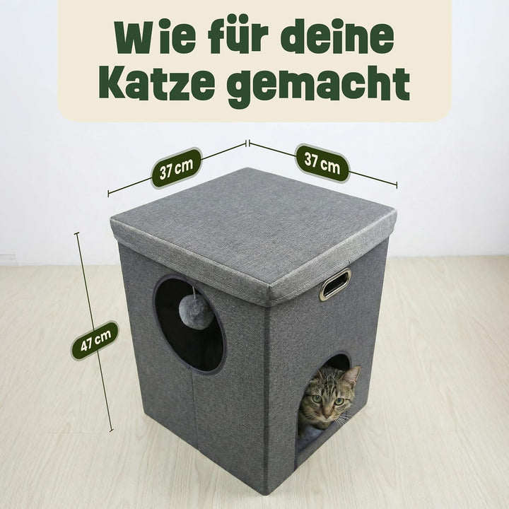 zooprinz katzenhöhle cat cave – kuschelhöhle für Katzen &amp; grosse Katze, warmes katzenbett beige mit