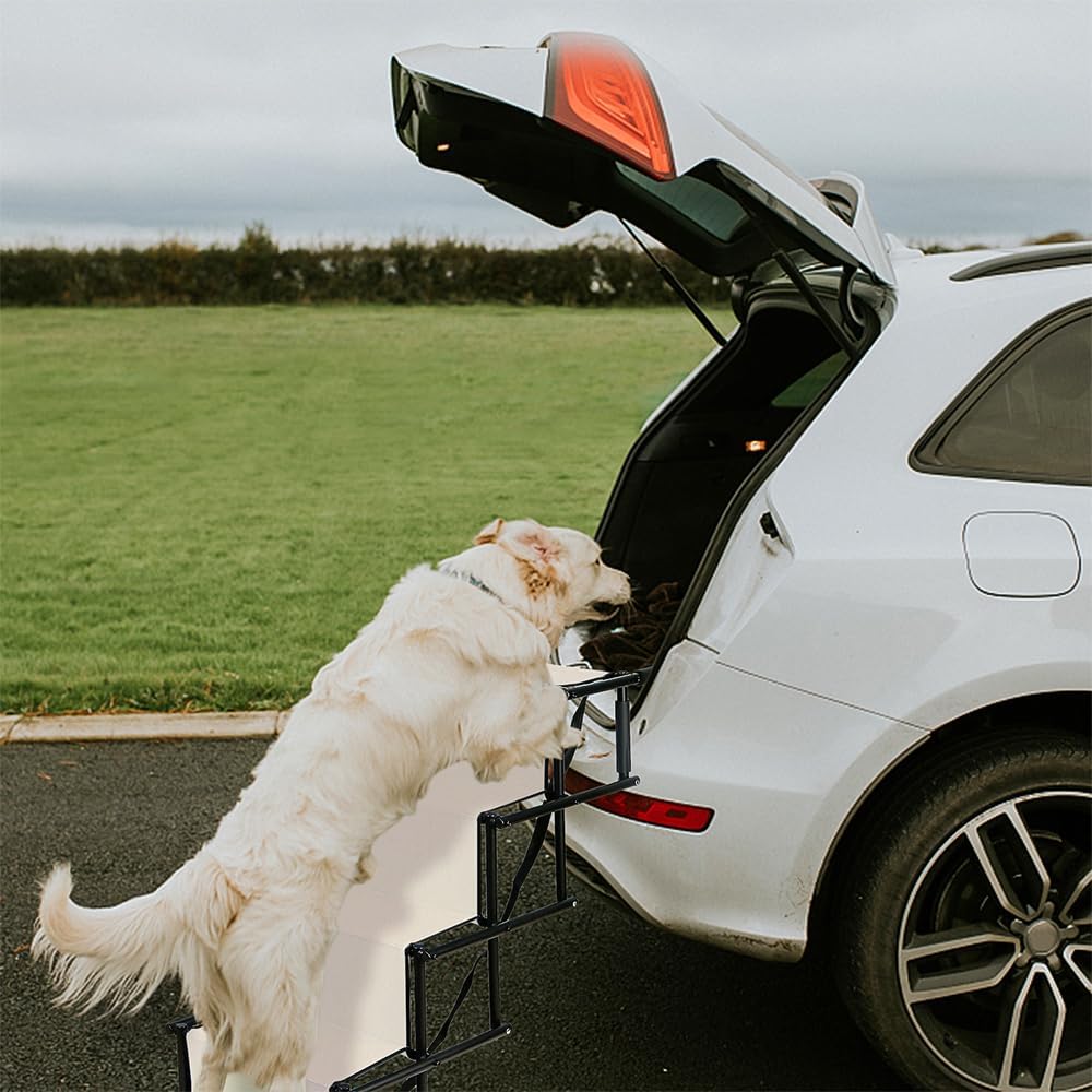 Supfine Hunderampen für Grosse Hunde, Bis 50 kg Belastbar Hundetreppe, Hunde Auto Rampen Faltbar, 4