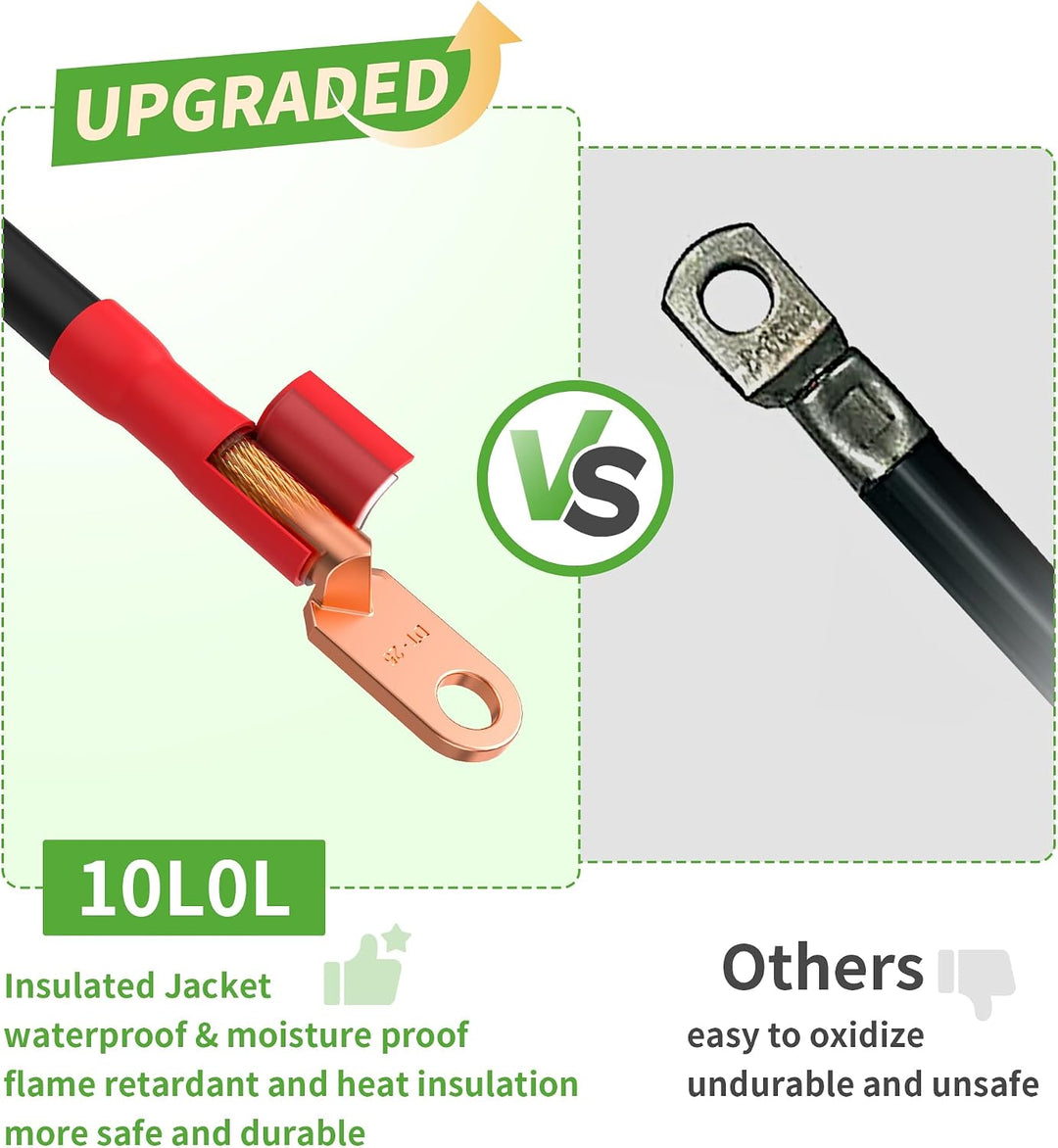 10L0L Golf Cart 4 Gauge Batteriekabel (Satz von 3)- Passend für 12-Volt Club Car Precedent (2004-200