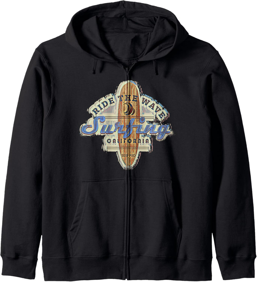 Surfbrett Surfen Surfer Retro Vintage Kalifornien USA Kapuzenjacke