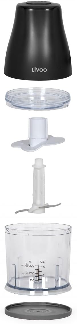 Livoo Zerkleinerer 300 ml DOP244N - 400 W, 1 Geschwindigkeit, Turbo-Funktion, 2-in-1-Basis, Schwarz,