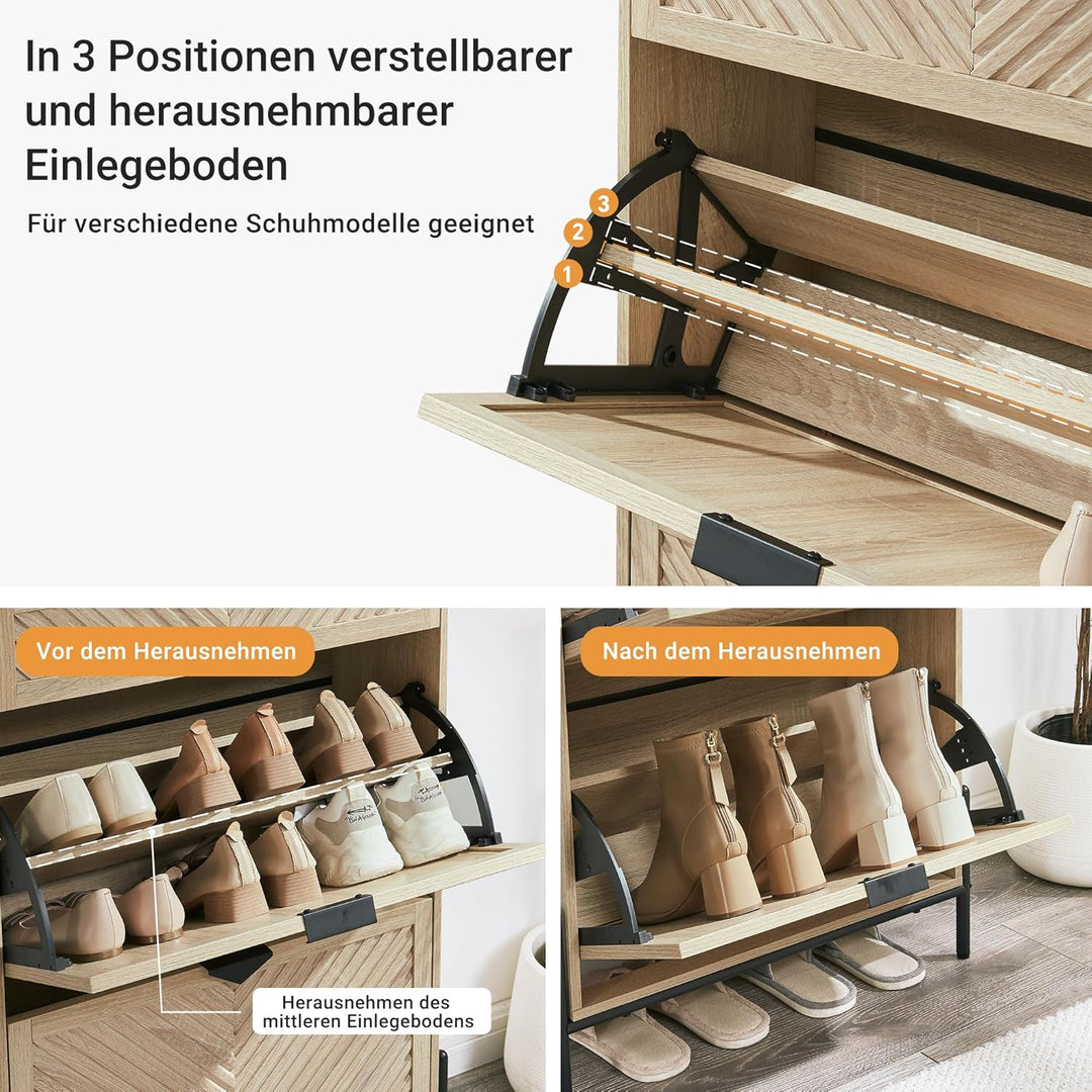 Schmal Schuhschrank mit 2 Klappen platzsparender, Schmaler Geschlossen Schuhregal Schuh Schrank Schu