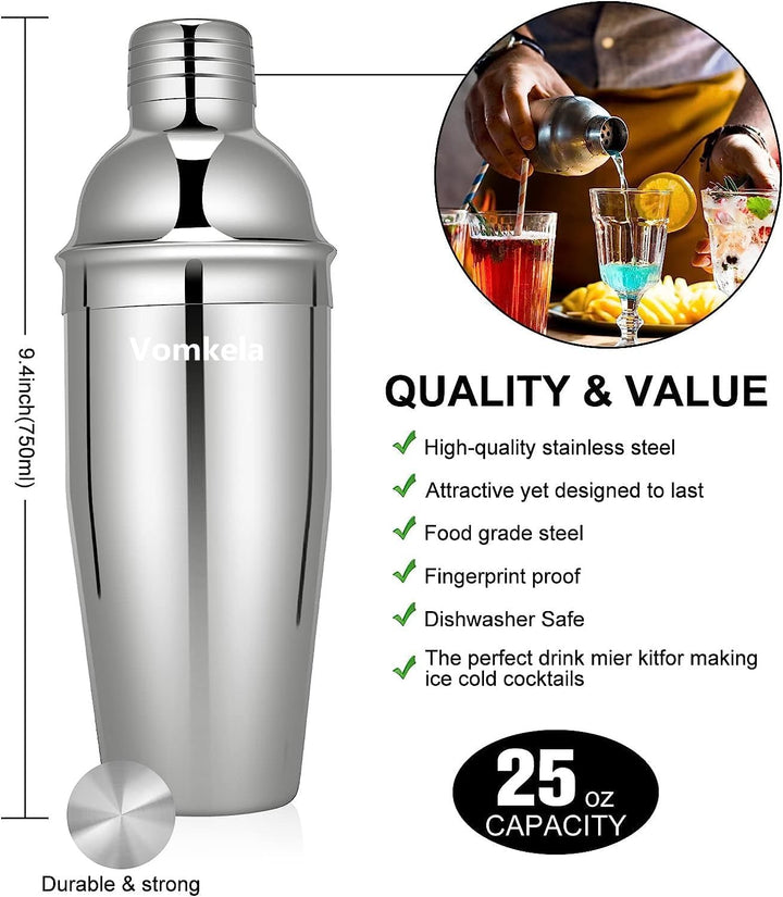 Cocktail Set 750ml Cocktail Shaker,24pcs Bar Zubehör Coctail Mixer Set Barkeepers Friends Jigger,Bos