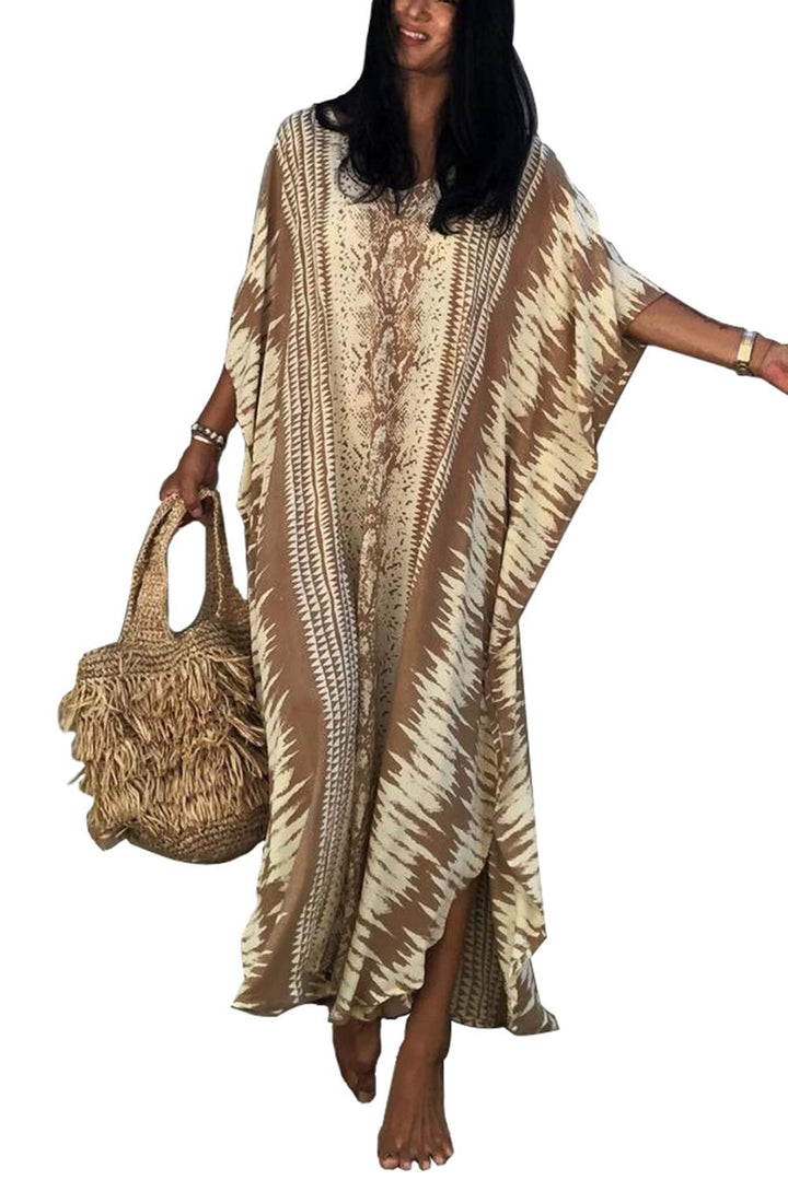 YouKD Sommer Blumen Long Kaftan Bohemian Loungewear Beach Badeanzug Vertuschen Maxi Robe für Frauen