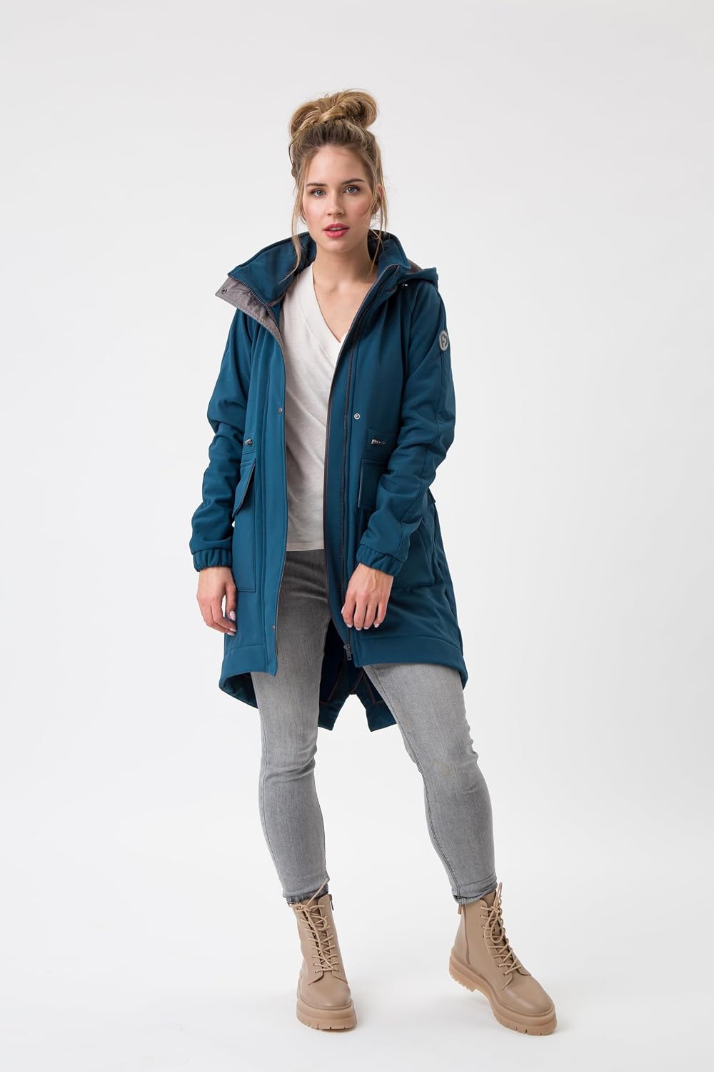 fun2bemum 5in1 Softshell Parka – Umstands- &amp; Tragejacke vorn/hinten XL Petrol, XL Petrol