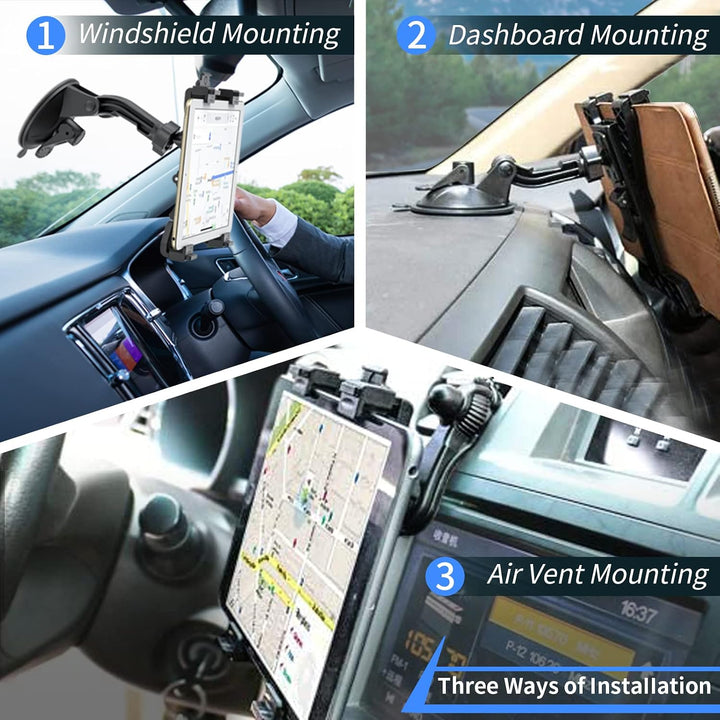 Tablet Halterung Auto, 360° Drehbare Verstellbare iPad Autohalterung, Universal Armaturenbrett Winds