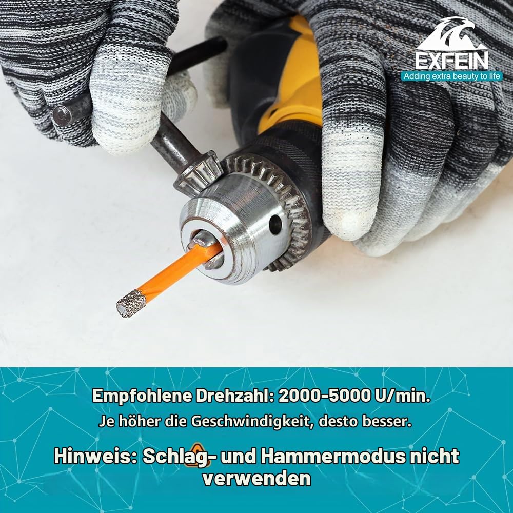 Diamant-Fliesenbohrer &amp; Hartmetall-Mauerbohrer 10er-Set - Präzisionsbohrer je 2x(6/6/6/8/10mm) für F