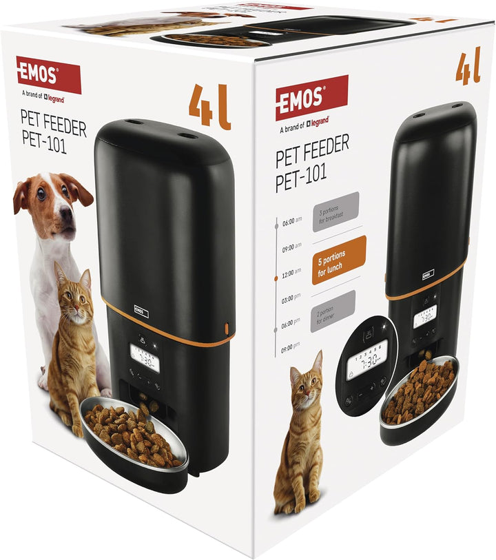 EMOS - Futterautomat 4 l - Pet Care Futterspender - Trockenfutter Automat für Katze &amp; Hund mit Progr