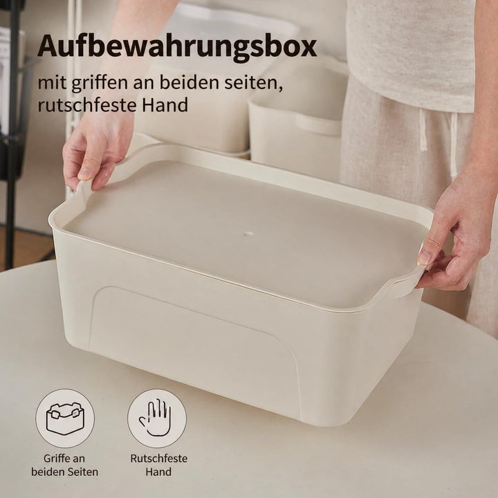 RMAN 4er Set Aufbewahrungsbox mit Deckel 15L Kunststoff (PP) Organizer Box Stapelbar Plastikbox für