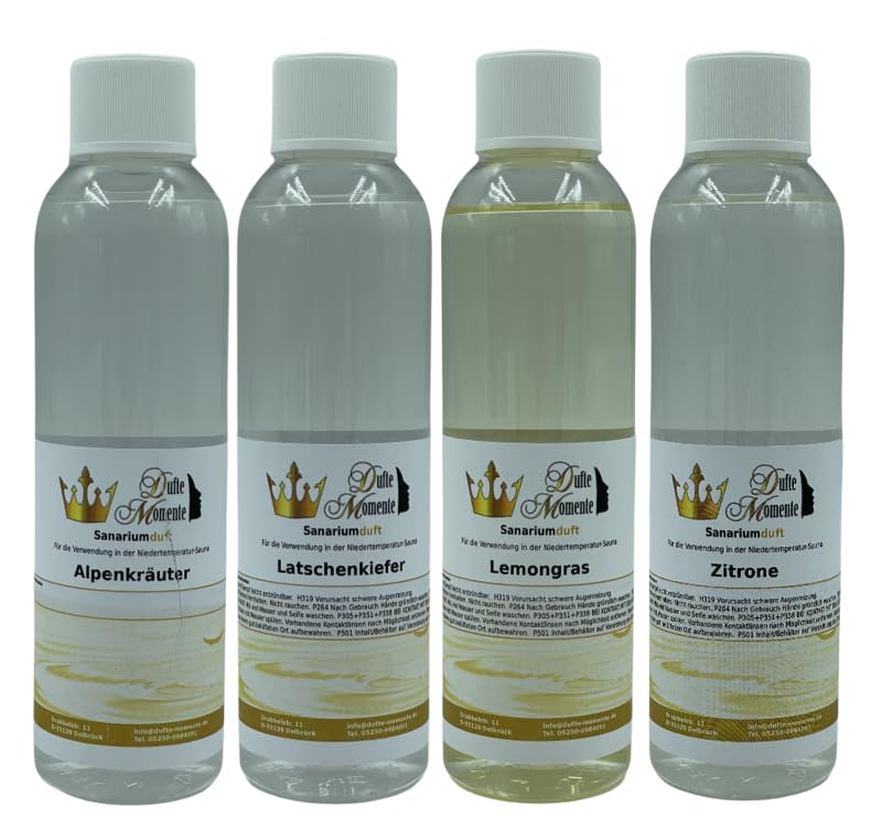 Dufte Momente Sanarium Duft 4 x 250ml - Alpenkräuter, Latschenkiefer, Lemongras, Zitrone - Duft für