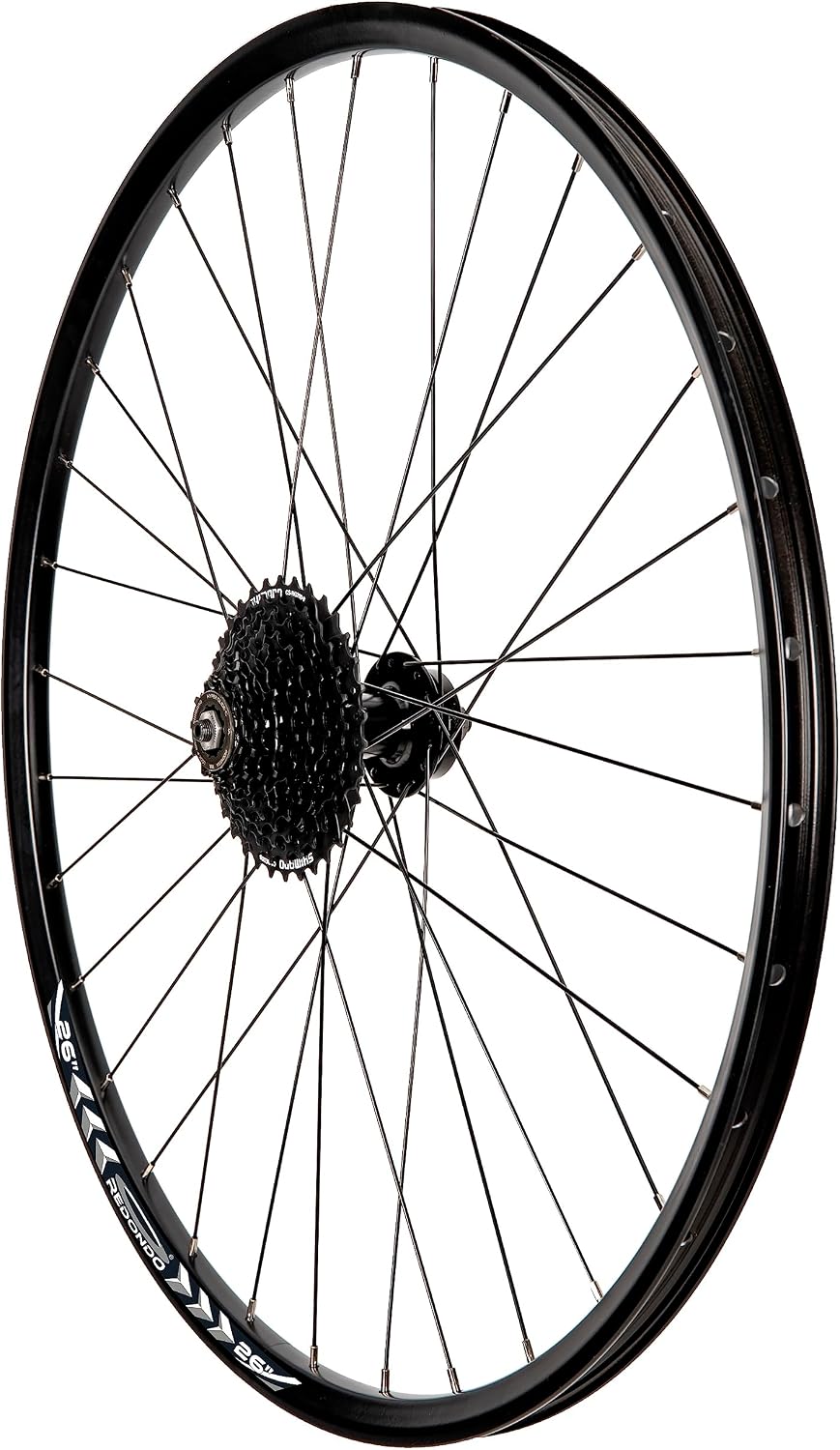 REDONDO 26 Zoll Hinterrad Laufrad Hohlkammer Felge Schwarz Disc + 9-Fach Kassette