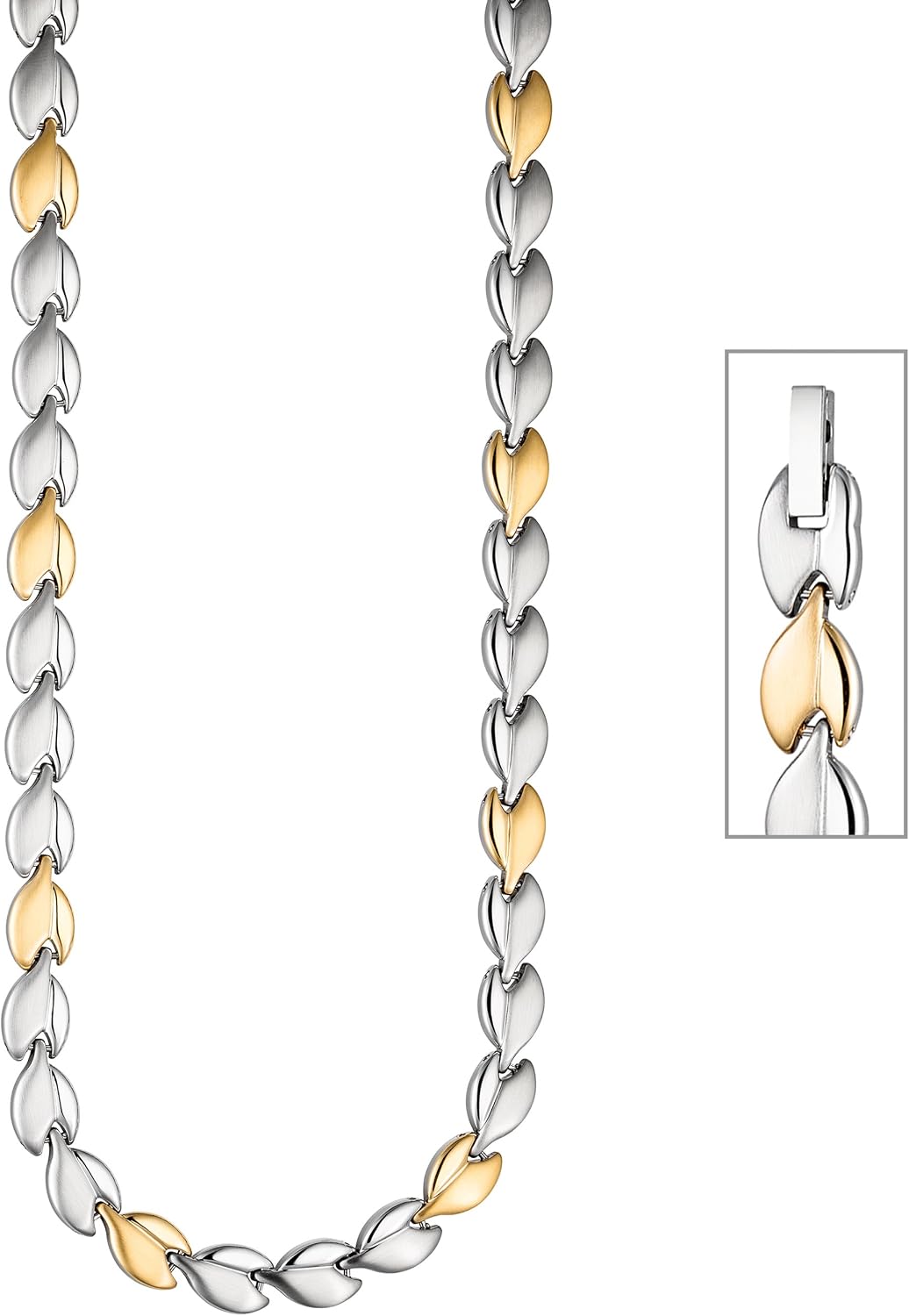 Jobo Damen Collier/Halskette aus Edelstahl gold farben beschichtet bicolor 45 cm Kette