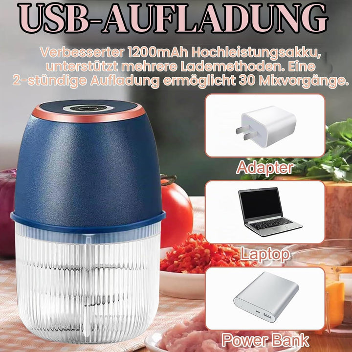 Elektrischer Küchenzerkleinerer, 350ML Zwiebelzerkleinerer Elektrisch, Tragbarer Mini-Zerkleinerer,Z
