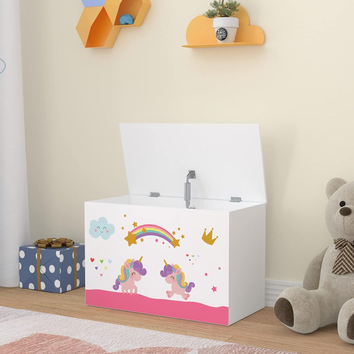 [en.casa] Spielzeugkiste Oleiros mit aufklappbarem Deckel Aufbewahrungsbox für Kinderzimmer Bücher S