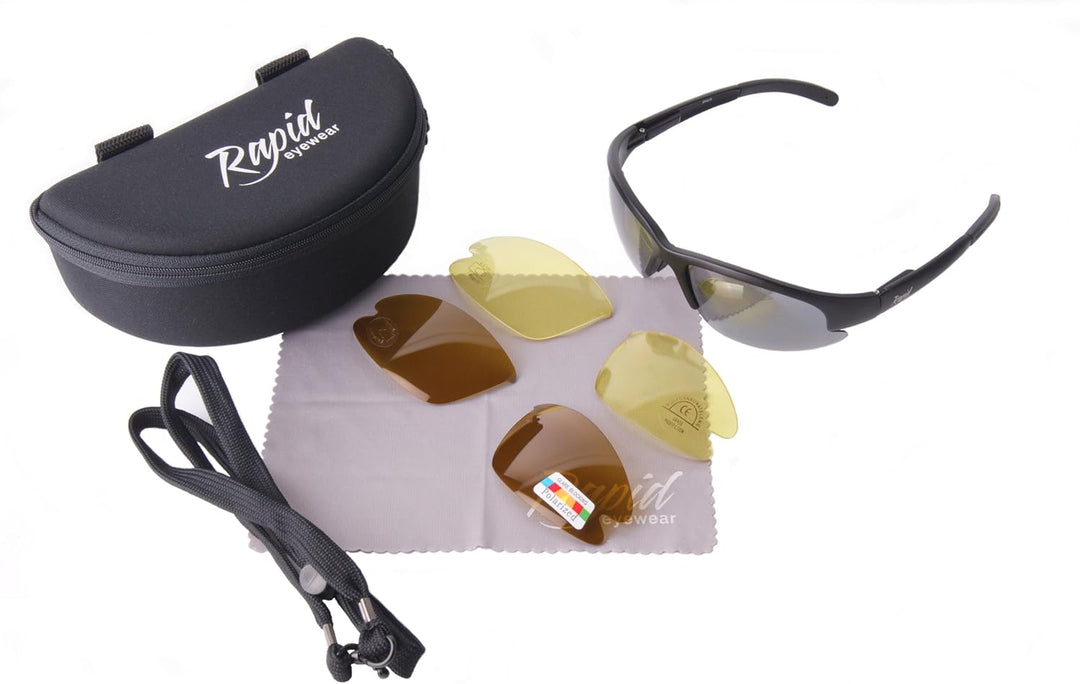 Rapid Eyewear Schwarz ‘Drive’ Polarisierte Sonnenbrille ZUM AUTOFAHREN Antiglare Wechselgläser – ide