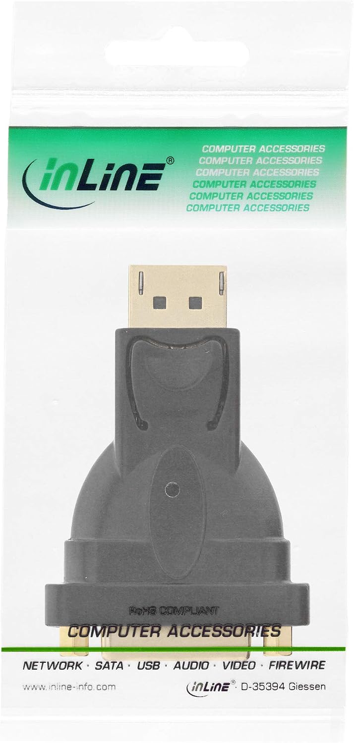InLine 17199J DisplayPort Adapter, DisplayPort Stecker auf DVI-D 24+1 Buchse schwarz