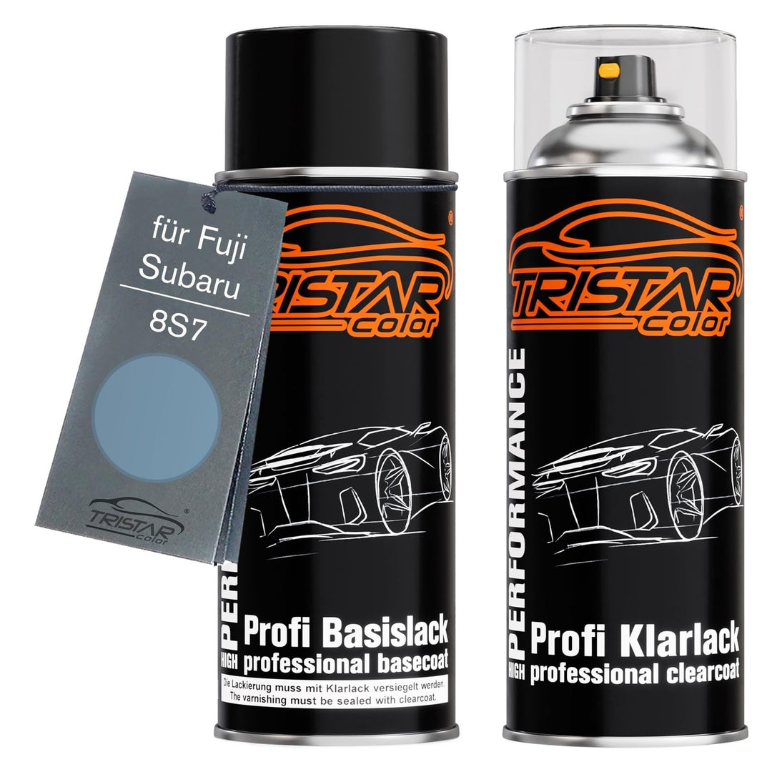 TRISTARcolor Autolack Spraydosen Set für Fuji/Subaru 8S7 Light Blue Metallic Basislack Klarlack Sprü