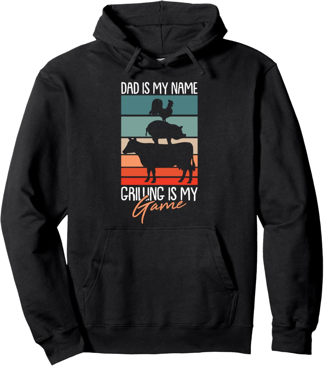 Papa ist mein Name Grillen ist mein Spiel BBQ Smoker Barbecue Chef Pullover Hoodie