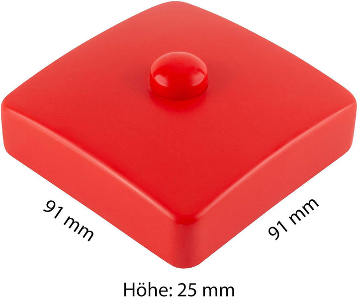 20 x Pfostenkappe eckig 91 x 91 mm rot Kunststoff – wetterfeste Abdeckkappe für Vierkantpfosten, UV-