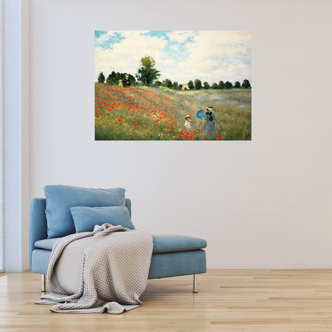 Feeby Vlies Leinwandbild Reproduktion Mohnblumen Claude Monet 90x60 cm Druckbild Wandbild Wanddekora