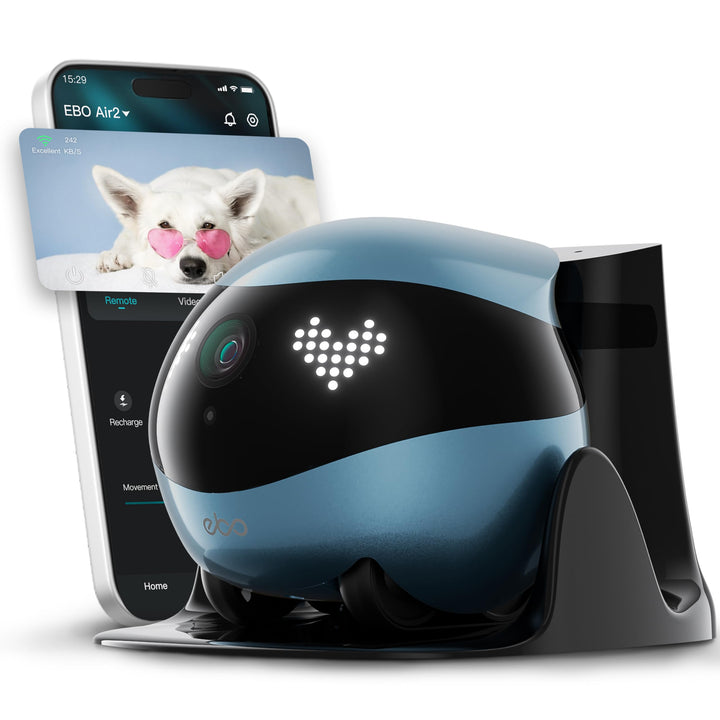 Enabot EBO Air 2 FamilyBot,Haustierkamera mit App,2K Mobiler Heimtierkameras mit Anpassbare Gesichts
