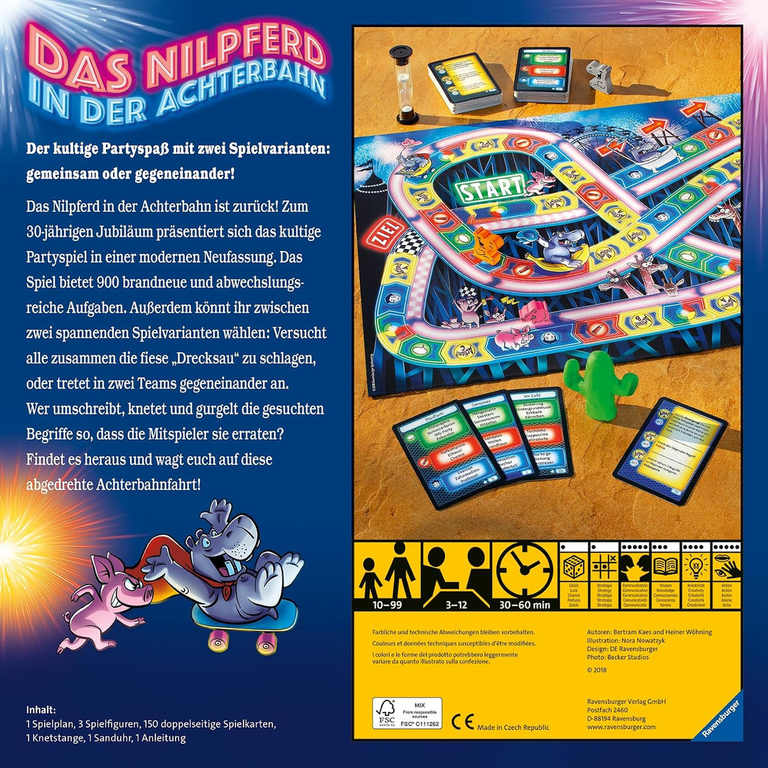 Ravensburger 26772 - Nilpferd in der Achterbahn - Gesellschaftsspiel für die ganze Familie, Spiel fü