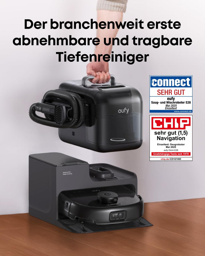 eufy Omni E28 HydroJet Saugroboter mit Wischfunktion, tragbarer Tiefenreiniger, 20.000Pa Turbo-Saugk