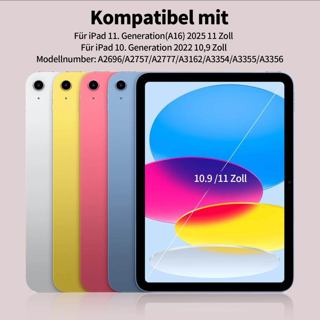 Hülle mit Tastatur für iPad A16 11. / 10. Generation (11 Zoll 2025/10,9 Zoll 2022) mit Stifthalter,