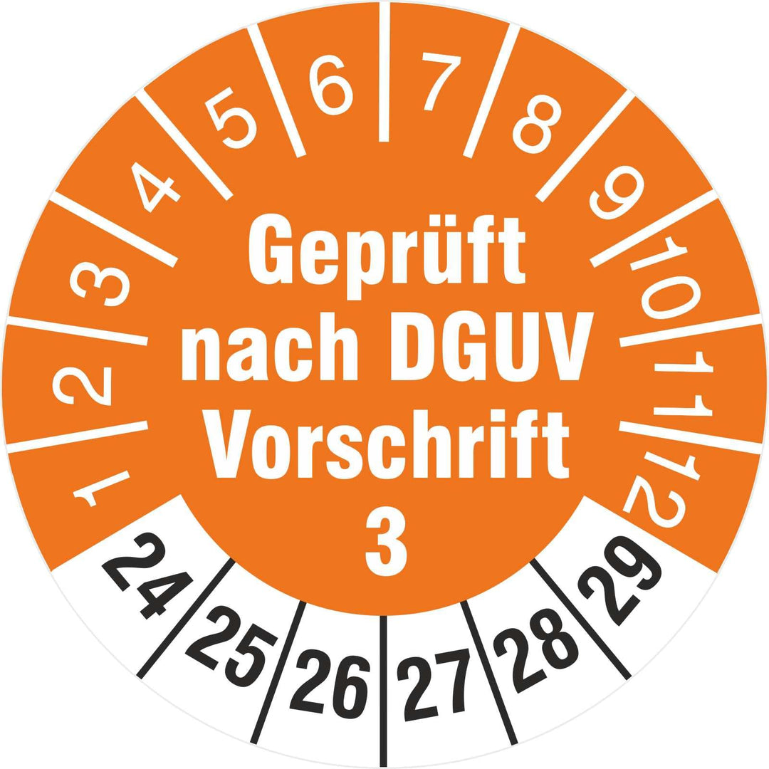 500 x Prüfplakette 18 mm Prüfetiketten geprüft nach DGUV Vorschrift 3 2024-2029 500 18mm Durchmesser