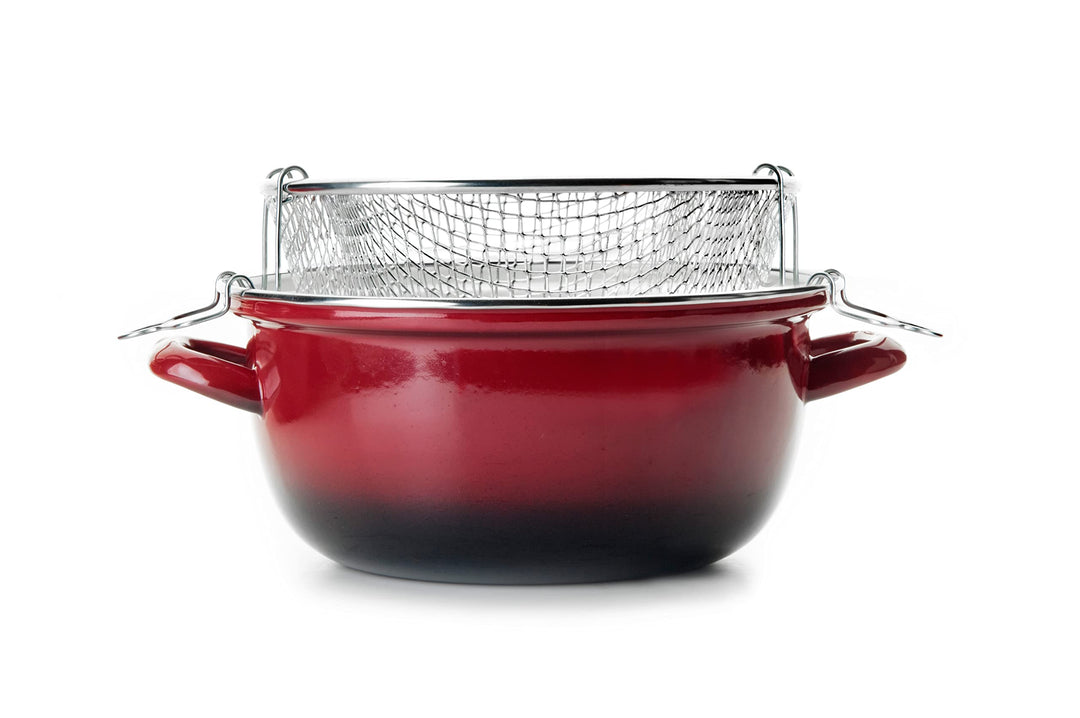 Ibili Volcan Frittier-Set, Pommestopf, Frittentopf, Fritteuse mit Einhängekorb, 24 cm Durchmesser, 1