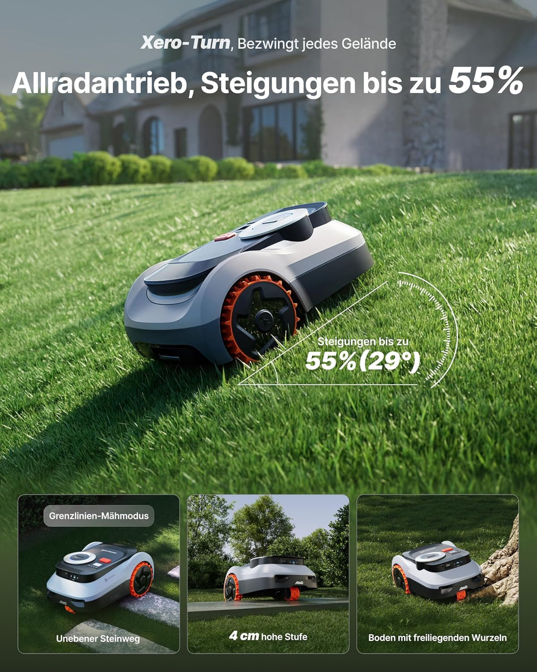 Segway Navimow i210 LiDAR Pro Mähroboter mit Garage M für 1000 m², LiDAR+Vision+NRTK Tri-Fusion-Posi