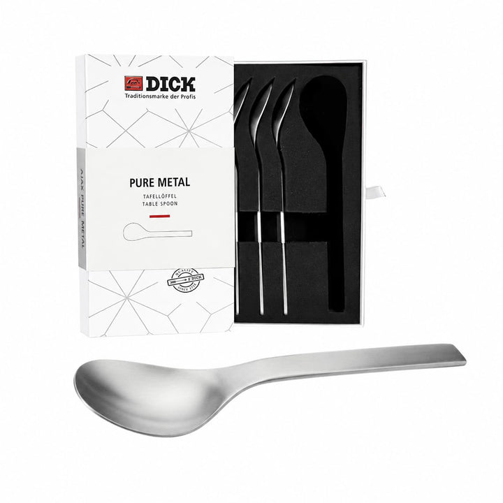 F. DICK PURE METAL Tafellöffel Set 4-teilig (Löffel mit einer seidenmatten Oberfläche, bewahrte Stah