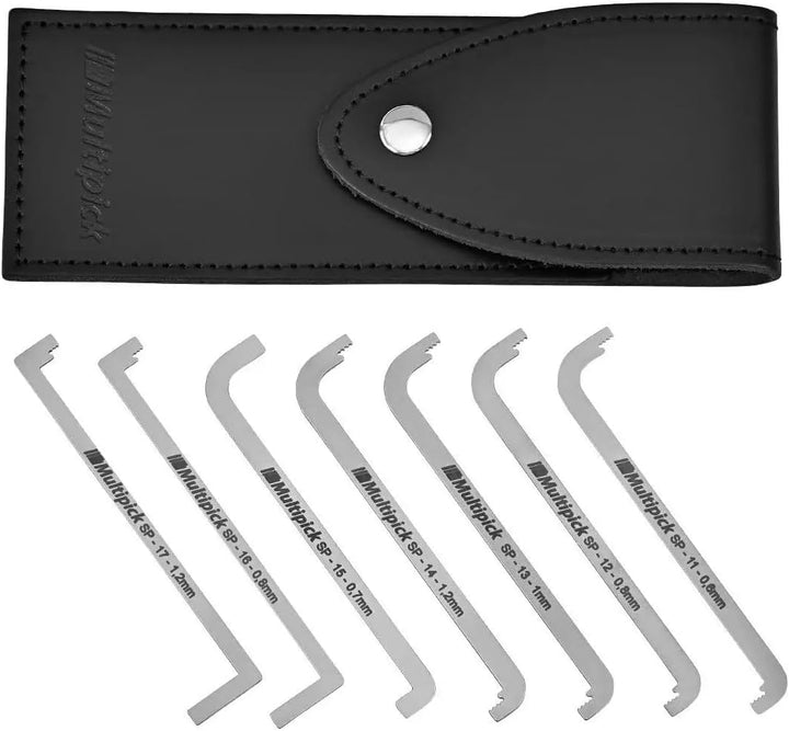 Multipick Profi Schloss Spanner TOK Set 7-teilig mit Echtleder Etui - Wichtiges Elite Dietrich Set u