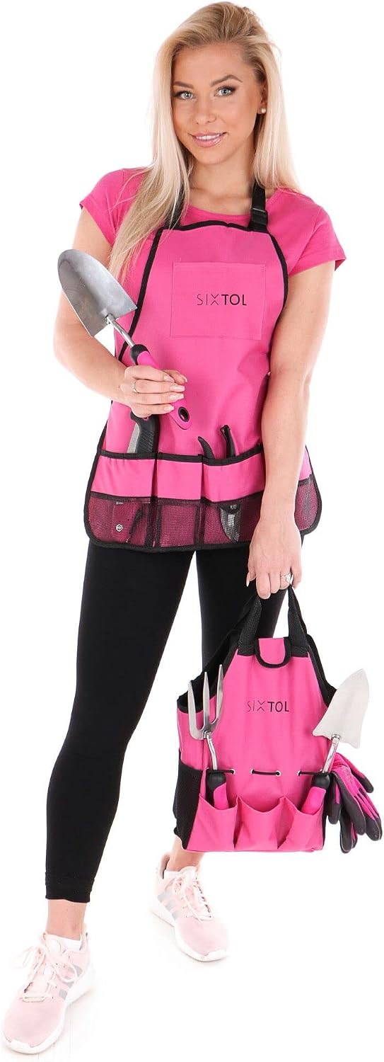SIXTOL Garden PINK 12 Gartenwerkzeug Set | 12 STK. Garten Zubehör aus Edelstahl | Praktische Gartens