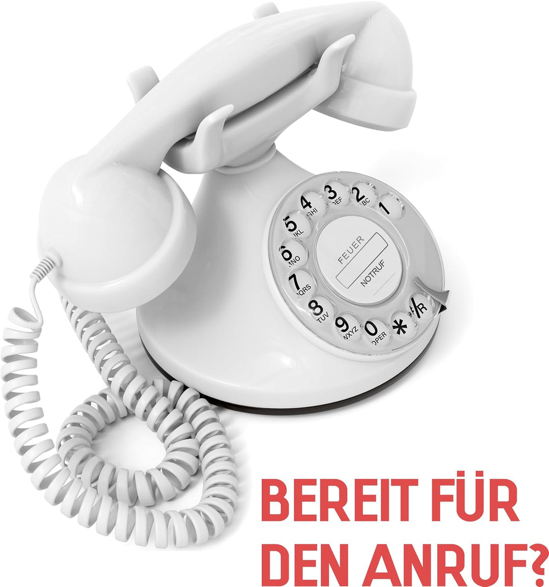 OPIS FunkyFon Cable: Retro Telefon mit Wählscheibe in geschwungenem 1920er Stil mit elektronischer K