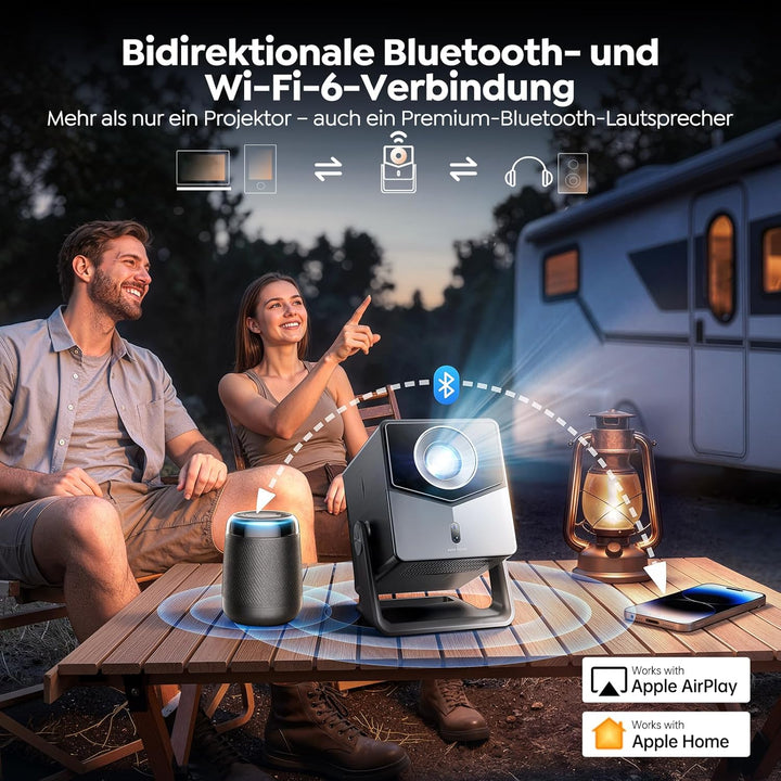 Beamer 4K [Schnellste VIDAA OS] Kompatibel mit Netflix &amp; Dolby Audio, 1400ANSI 1080P Smart Beamer He