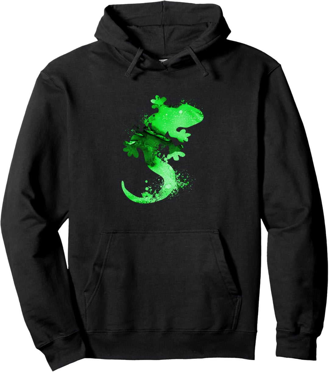 Vintage Gecko Silhouette | Leopard Gecko | Reptil Eidechse Pullover Hoodie