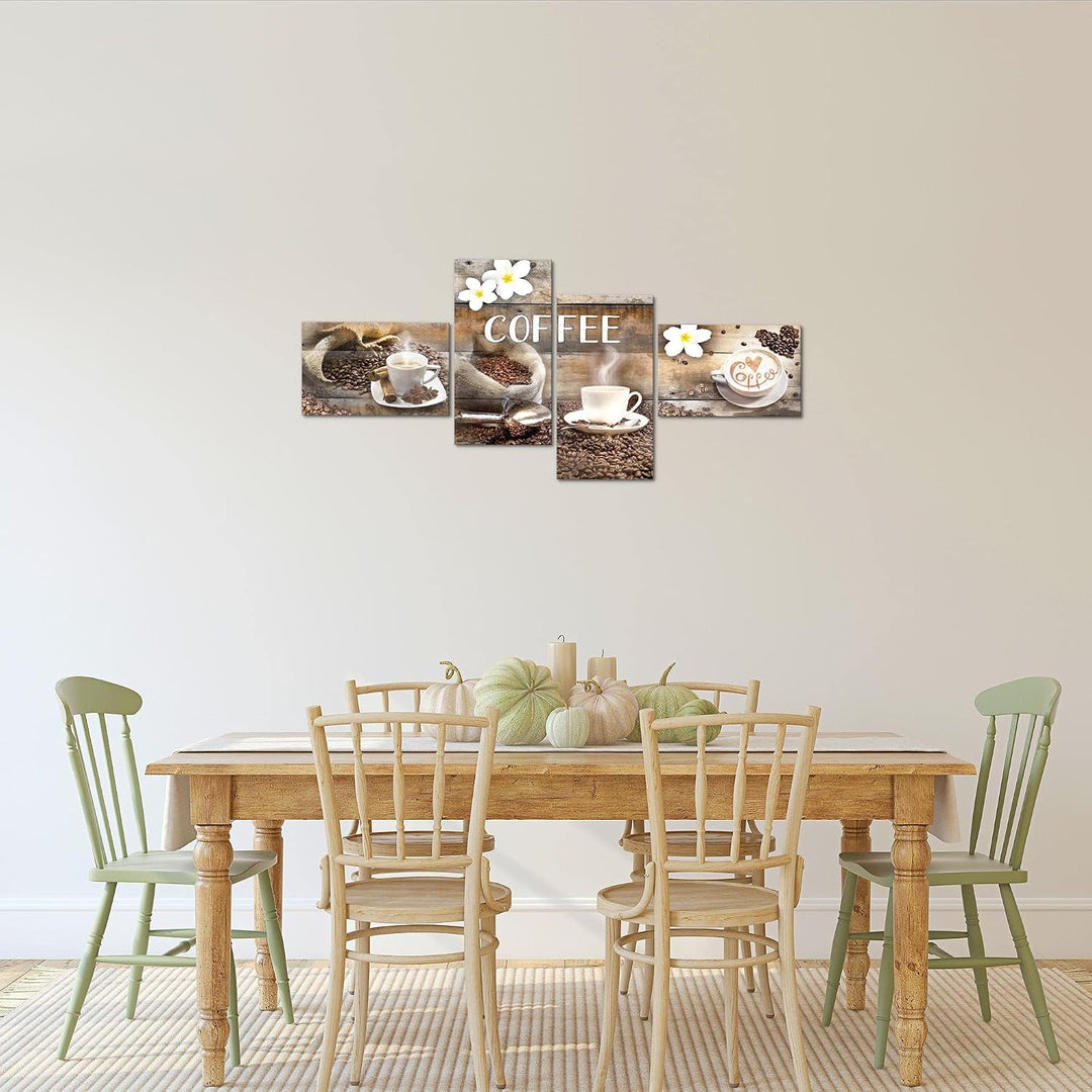 Runa Art Bild Modern Kaffee Küche - Made in Germany - Wandbilder Küchenmotiv Beige Braun 4 Teilig 02