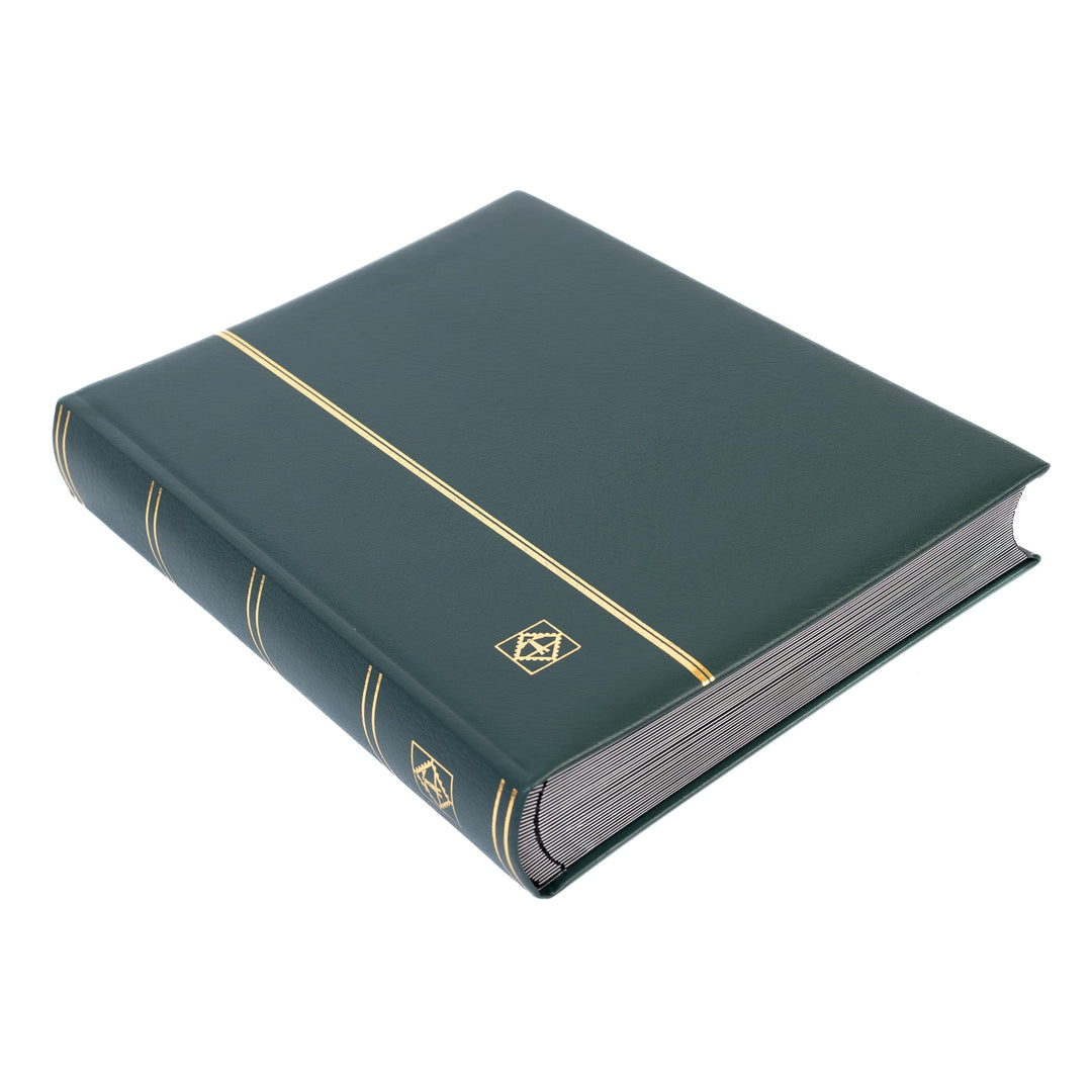 Leuchtturm Briefmarken-Sammel-Album, Einsteckbuch Premium, DIN A4, 64 Schwarze Seiten, wattierter Le