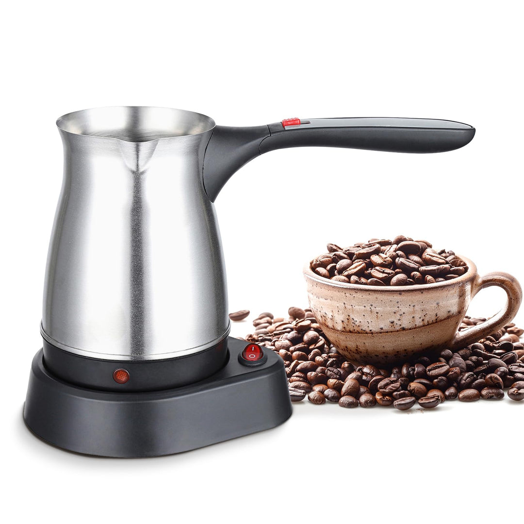 Milageto Espressokocher, 500 ml elektrische türkische Kaffeekanne, Edelstahl-Kaffeekessel, Teekessel