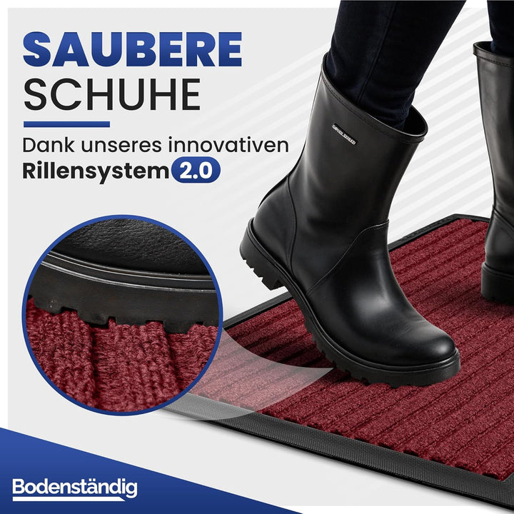 Fussmatte aussen - extrem rutschfest &amp; langlebig - Fussabtreter aussenbereich dunkel rot 80x120cm -