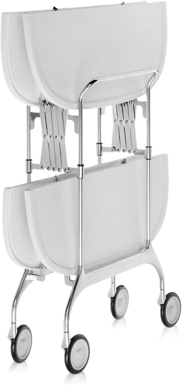 Kartell Gastone Rollwagen, Kunststoff, Weiss, 62 x 70 x 68 cm Verchromtes Struktur Weiss, Verchromte