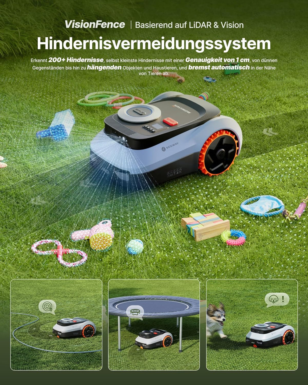 Segway Navimow i210 LiDAR Pro Mähroboter mit Garage M für 1000 m², LiDAR+Vision+NRTK Tri-Fusion-Posi