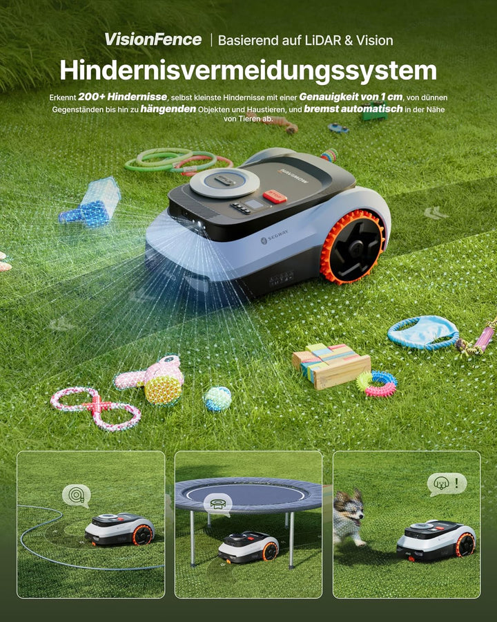 Segway Navimow i220 LiDAR Pro Mähroboter mit Garage M Empf. 2000 m², LiDAR+Vision+NRTK-Navigation, X