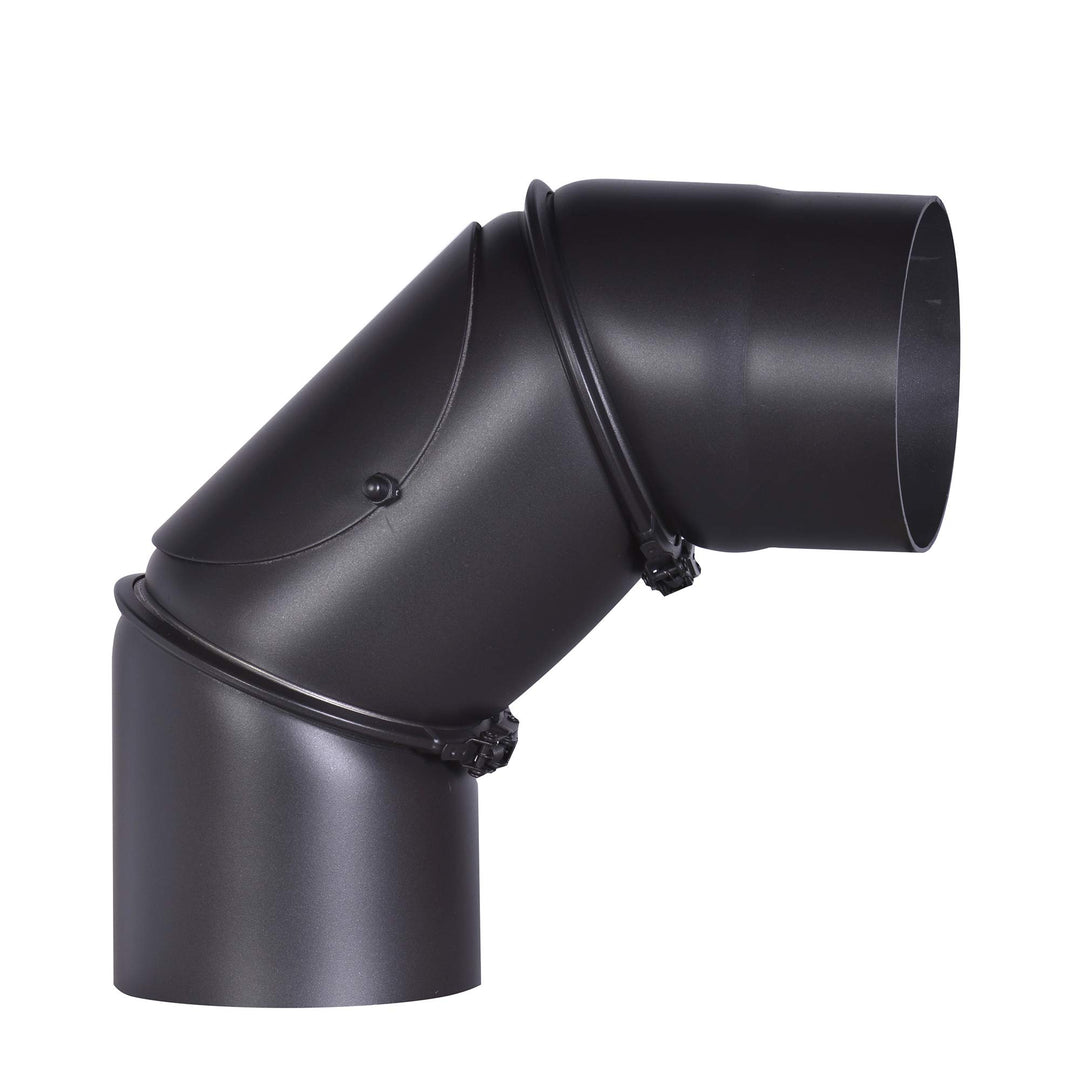 FIREFIX R130/B Ofenrohrbogen aus 2 mm starken Stahl (Rauchrohr) in 130 mm Durchmesser, für Kaminöfen